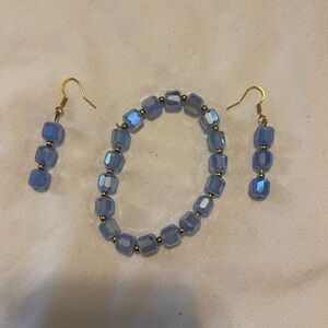 Elegant Blue Beaded Jewelry Set